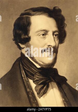 Der italienische Musikkomponist GAETANO DONIZETTI ( Bergamo 1797 - 1848 ) - MUSICA LIRICA - CLASSICA - Klassik - Musikista - COMPOSITORE - Porträt - r Stockfoto