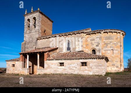 Iglesia románica de San Martín de Tours. Arenillas de Villadiego. Burgos. Castilla León. España Stockfoto