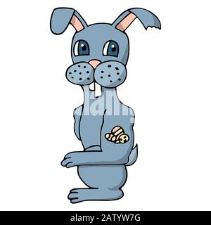 Cooler Cartoon osterbrötchen mit ostereier-tattoo. Weißer Hintergrund isolierte Stock-Vektor-Illustration Stock Vektor