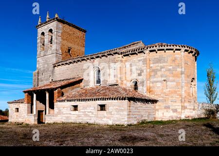 Iglesia románica de San Martín de Tours. Arenillas de Villadiego. Burgos. Castilla León. España Stockfoto