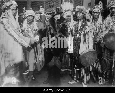 Mary Garden & Indians aus Glacier Park Ca. 1910-1915 Stockfoto