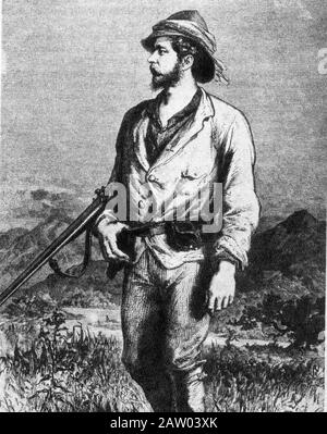 Der englische Sir Henry Morton STANLEY ( 1840 - 1904 ) , Afrika-Forscher und Journalist Reporter, Fond David Livingstone am See Tanganica ( 1871 ) - Stockfoto