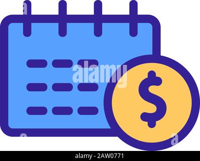 Symbolvektor für Kalendergeld. Isolierte Darstellung des Kontursymbols Stock Vektor