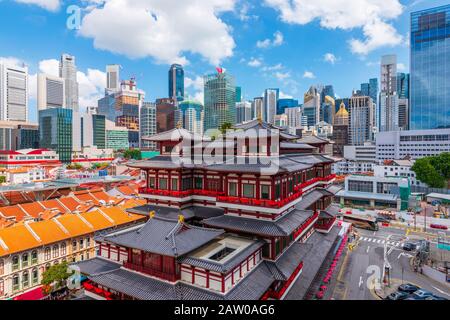 China Stadt Singapur Stadt am Buddha Zahn-Reliquie-Tempel. Stockfoto
