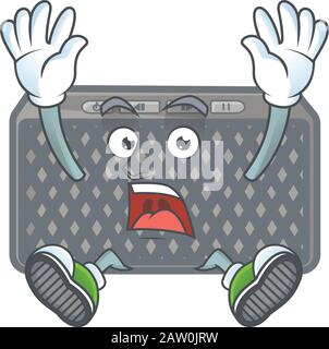 Ein Bild des Zeichentrickdesigns für kabellose Lautsprecher mit schockierender Geste Stock Vektor
