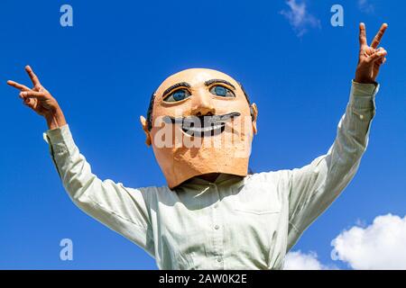 Miami Florida, Kunst auf der Straße, Tag der Unabhängigkeit Mittelamerikas und Mexikos kulturellen Integration, Hispanic Parade, ehemaliger mexikanischer Präsident, Einwohner, Stockfoto