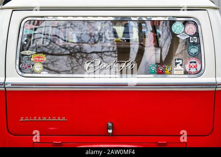 1967 VW Split Screen Volkswagen Wohnmobil Stockfoto