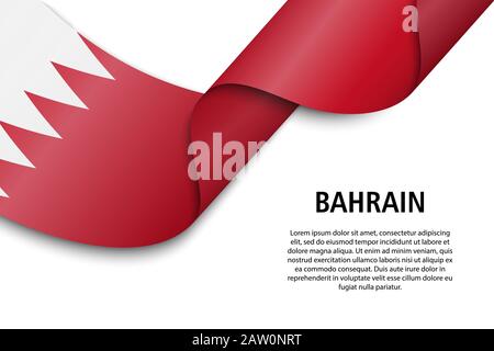 Winkende Band oder Banner mit Flagge von Bahrain. Für Independence day Poster Design Template Stock Vektor