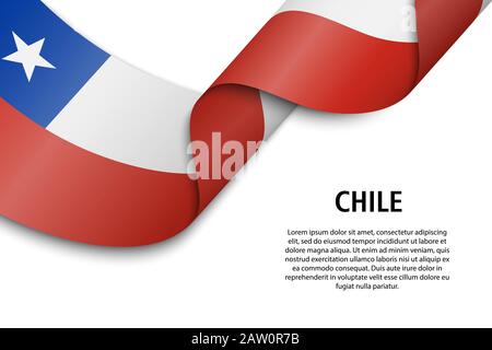 Winkende Band oder Banner mit Flagge von Chile. Für Independence day Poster Design Template Stock Vektor