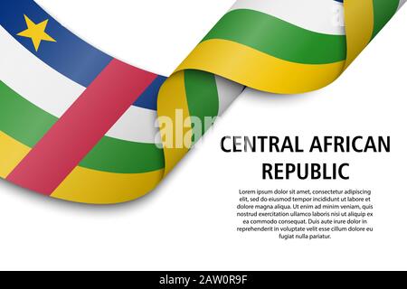 Winkende Band oder Banner mit Flagge Zentralafrikanische Republik. Für Independence day Poster Design Template Stock Vektor
