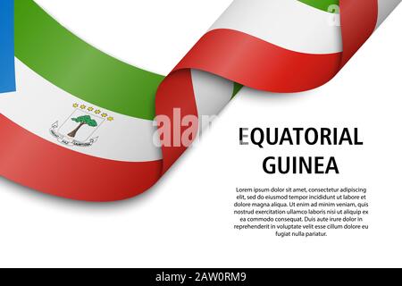 Winkende Band oder Banner mit Fahne von Äquatorialguinea. Für Independence day Poster Design Template Stock Vektor