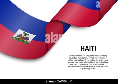 Winkende Band oder Banner mit Flagge Haiti. Für Independence day Poster Design Template Stock Vektor