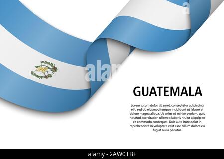 Winkende Band oder Banner mit Fahne von Guatemala. Für Independence day Poster Design Template Stock Vektor