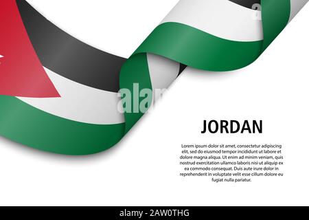 Winkende Band oder Banner mit Flagge von Jordanien. Für Independence day Poster Design Template Stock Vektor