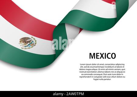 Winkende Band oder Banner mit Flagge von Mexiko. Für Independence day Poster Design Template Stock Vektor