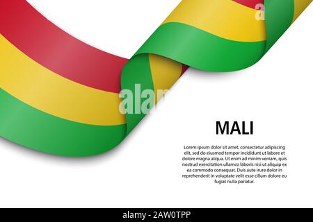 Winkende Band oder Banner mit Flagge von Mali. Für Independence day Poster Design Template Stock Vektor