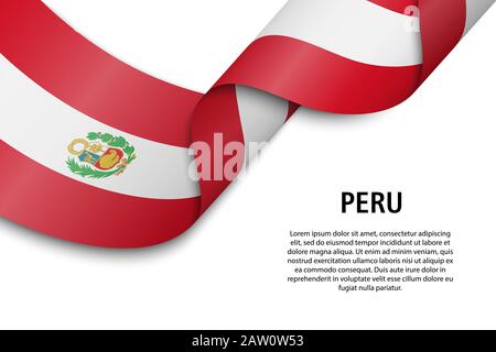 Winkende Band oder Banner mit Flagge von Peru. Für Independence day Poster Design Template Stock Vektor