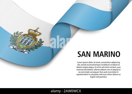 Winkende Band oder Banner mit Flagge von San Marino. Für Independence day Poster Design Template Stock Vektor