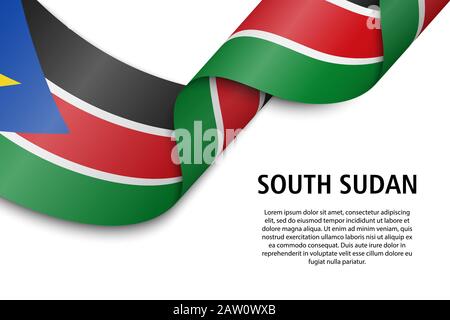 Winkende Band oder Banner mit Flagge von South Sudan. Für Independence day Poster Design Template Stock Vektor