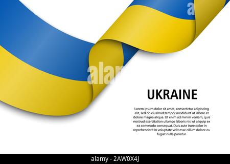 Winkende Band oder Banner mit Flagge von Ukraine. Für Independence day Poster Design Template Stock Vektor