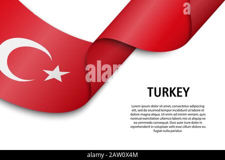 Winkende Band oder Banner mit Flagge der Türkei. Für Independence day Poster Design Template Stock Vektor