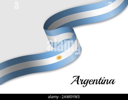 Wehende Bandfahne Argentiniens. Vorlage für das Banner zum Unabhängigkeitstag Stock Vektor