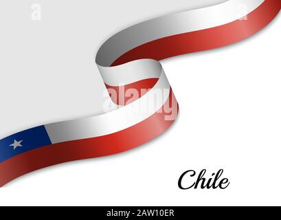 Schwenkende Farbbandfahne von Chile. Vorlage für das Banner zum Unabhängigkeitstag Stock Vektor