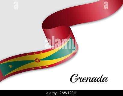 Schwenkende Bandfahne von Grenada. Vorlage für das Banner zum Unabhängigkeitstag Stock Vektor