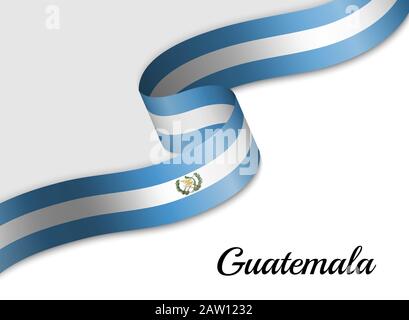 Wehende Bandfahne von Guatemala. Vorlage für das Banner zum Unabhängigkeitstag Stock Vektor