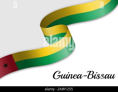 Schwenkende Bandfahne von Guinea-Bissau. Vorlage für das Banner zum Unabhängigkeitstag Stock Vektor