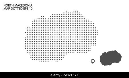 nordmazedonien Karte gepunktete Vektorhintergrund. Abbildung für Technologiedesign oder Infografiken. Isoliert auf weißem Hintergrund. Reisevektor illusstra Stock Vektor