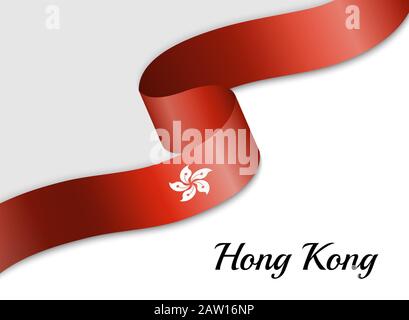 Schwenkende Bandfahne von Hongkong. Vorlage für das Banner zum Unabhängigkeitstag Stock Vektor