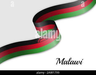 Schwenkende Bandfahne von Malawi. Vorlage für das Banner zum Unabhängigkeitstag Stock Vektor