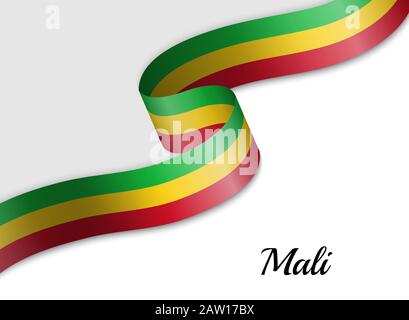 Schwenkende Bandfahne von Mali. Vorlage für das Banner zum Unabhängigkeitstag Stock Vektor