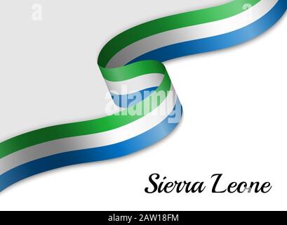 Schwenkende Bandfahne von Sierra Leone. Vorlage für das Banner zum Unabhängigkeitstag Stock Vektor