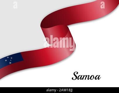 Schwenkende Bandfahne von Samoa. Vorlage für das Banner zum Unabhängigkeitstag Stock Vektor