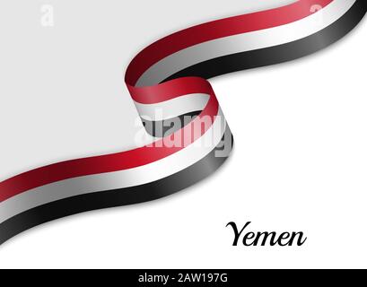 Wehende Bandfahne des Jemen. Vorlage für das Banner zum Unabhängigkeitstag Stock Vektor