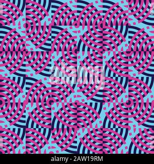 Mehrfarbener Hintergrund mit geometrischem Trümmermuster in Rosa und Blau. Stock Vektor