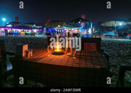 Night Beach Party in GOA, Indien Stockfoto