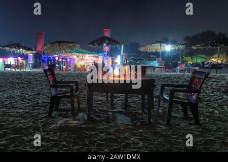 Night Beach Party in GOA, Indien Stockfoto