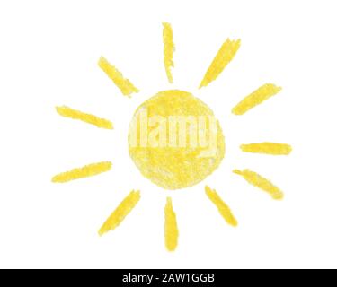 Gelbe Sonne niedlich Hand gezeichnet Illustration Hintergrund Stockfoto