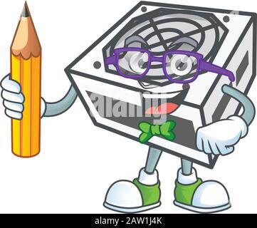 Ein Maskottensymbol des Student Power Supply Unit mit weißem Farbstift Stock Vektor
