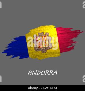Grunge-gestylte Flagge Andorras. Hintergrund des Pinselstrichs Stock Vektor