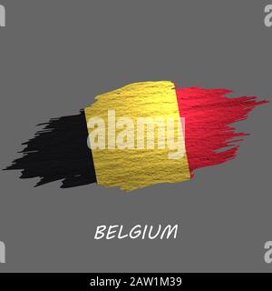 Grunge-gestylte Flagge Belgiens. Hintergrund des Pinselstrichs Stock Vektor