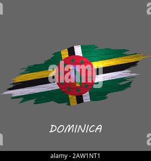 Grunge-gestylte Flagge von Dominica. Hintergrund des Pinselstrichs Stock Vektor