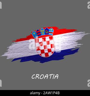 Grunge-gestylte Flagge Kroatiens. Hintergrund des Pinselstrichs Stock Vektor