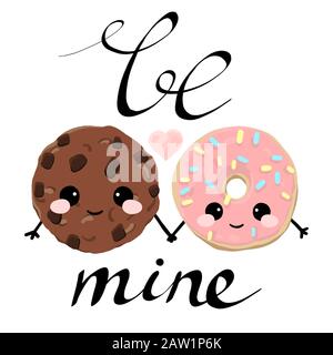 Vector isolierte Happy Valentines Day Illustration mit Ausdruck sei meine. H Stock Vektor