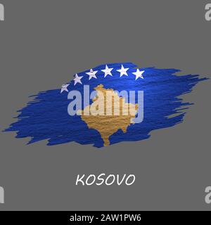 Grunge stylte Flagge des Kosovo. Hintergrund des Pinselstrichs Stock Vektor
