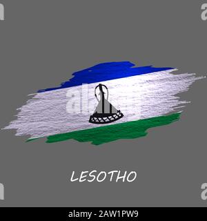 Grunge stylte Flagge von Lesotho. Hintergrund des Pinselstrichs Stock Vektor