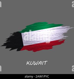 Grunge-gestylte Flagge Kuwaits. Hintergrund des Pinselstrichs Stock Vektor